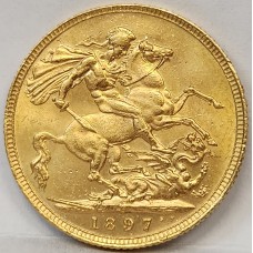 AUSTRALIA 1897 . ONE 1 SOVEREIGN . SYDNEY . GOLD